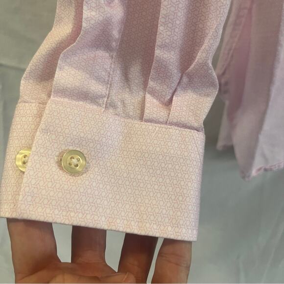 Michael Kors Pink Slim Fit Long Sleeve Shirt Mens XL Preppy Career Formal Work - Picture 2 of 8